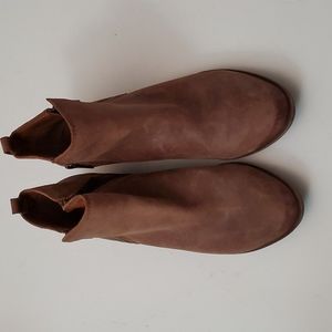 Lucky Brand Basel Brown Leather Side Zip Ankle Boots Size 7.5